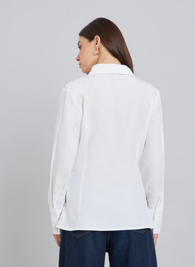 Styli Women White Solid Oversized Buttoned Shirt - Image 5